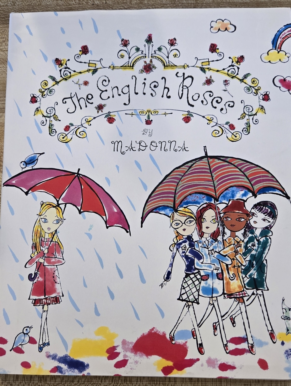 The English Roses Illustration Print by Madonna - Colorful Umbrella Artwork
